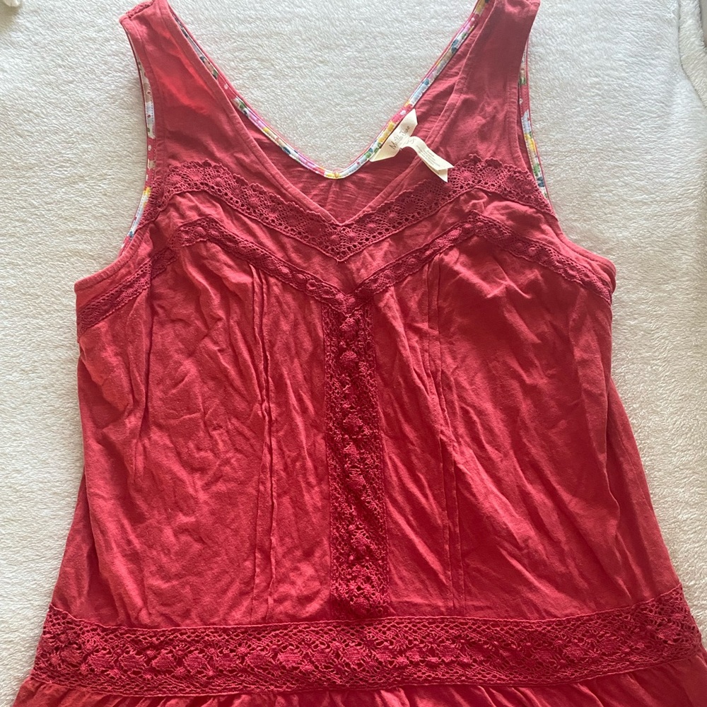 Matilda Jane Women's Tank Top Peplum Embroidered Embellished XL Shirt Red